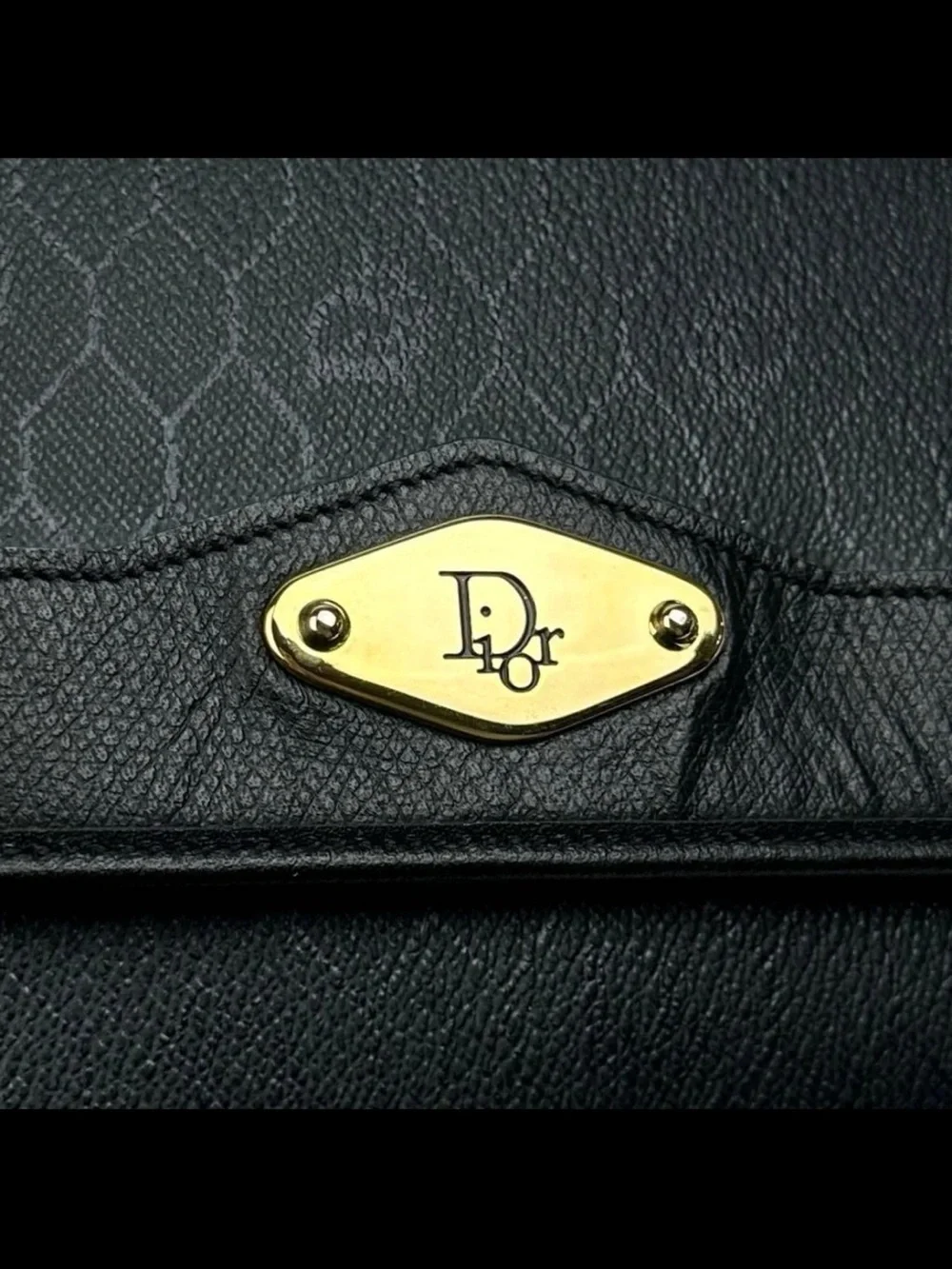 Dior Black Leather Clutch with Gold Chain Detail